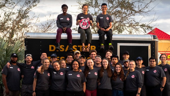 International Rescue and Relief team with the disaster response trailer